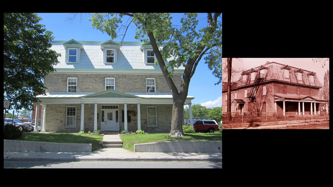 Richmond Lodge, also known as Armstrong House, with an archival view of its verandah.