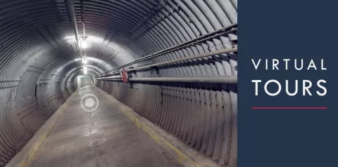 Poster inviting users to explore organizational resources that offer virtual tours.