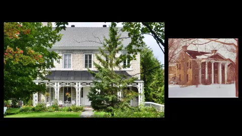 McKellar-Bingham House with an archival view of the earlier building.