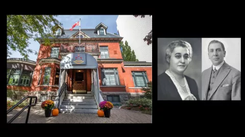 Pattee-Freiman House at 149 Somerset Street West, with portraits of Lillian and Archibald Freiman.